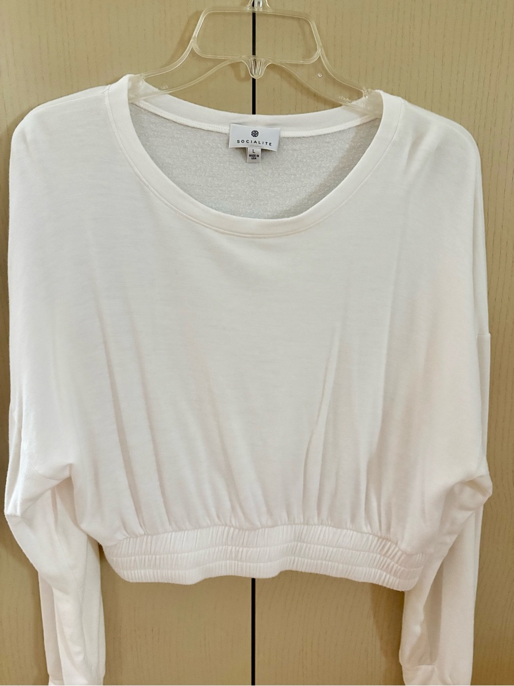 Socialite White Cropped Long-Sleeve Top